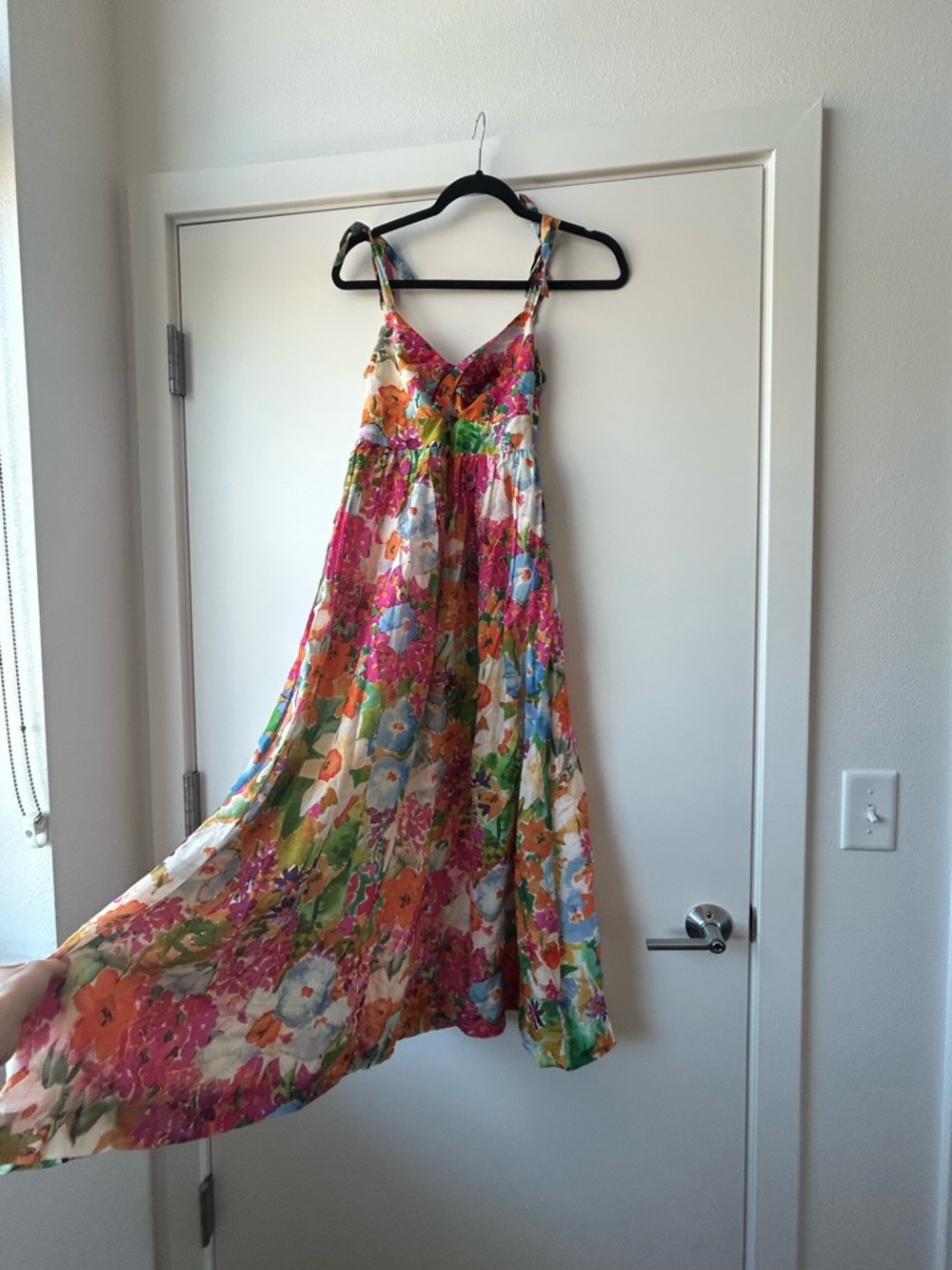 & Other Stories Multicolor Floral Midi Dress in Pink, Orange, Green, Blue - Picture 9 of 10